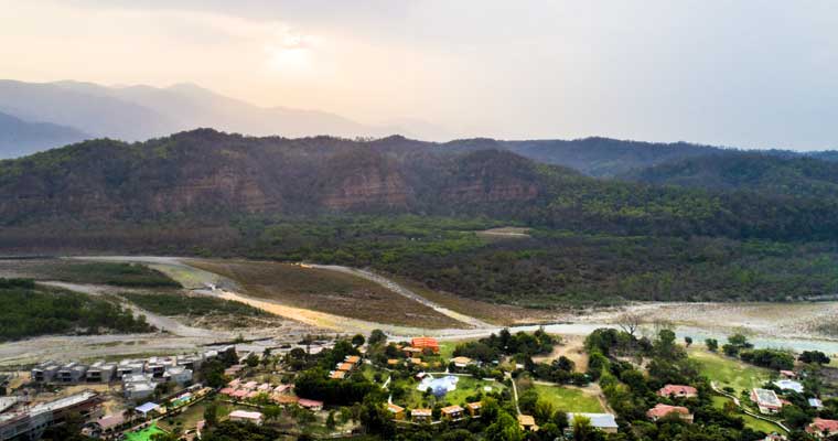 sunset view from tarangi jim corbett resort